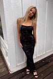 Enchanted Mesh Maxi Dress Black