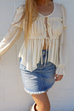 Dallas Chiffon Tie Top Cream