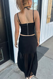 Stone Low Waist Maxi Skirt - Black