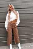 Serena Wide Crop Jeans Brown- FINAL SALE