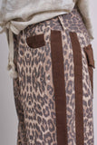 Leopard Print Wide-Leg Pants with Side Stripe: Leopard