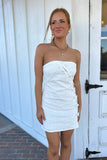 Island Strapless Bow Mini Dress - White