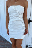 Island Strapless Bow Mini Dress - White