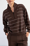 Scuba Zipper V neck- Brown