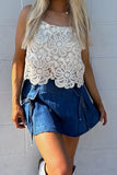 Collins Floral Crochet Top Beige