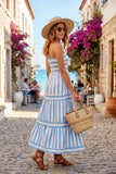 Destin Striped Maxi Dress- Powder Blue