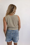 Campbell Textured Knot Top Sage - FINAL SALE