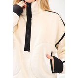 Half Zip Fleece Jacket- Ivory