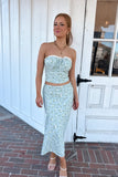April Floral Lace Trim Top - Sage/White