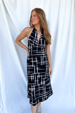 Abstract Halter Maxi Dress Black/Taupe- FINAL SALE