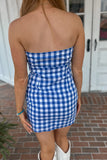 July Checkered Mini Dress Blue- FINAL SALE