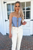 Blue Bird Strapless Corset Top - FINAL SALE