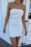 Island Strapless Bow Mini Dress - White