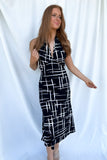 Abstract Halter Maxi Dress Black/Taupe- FINAL SALE