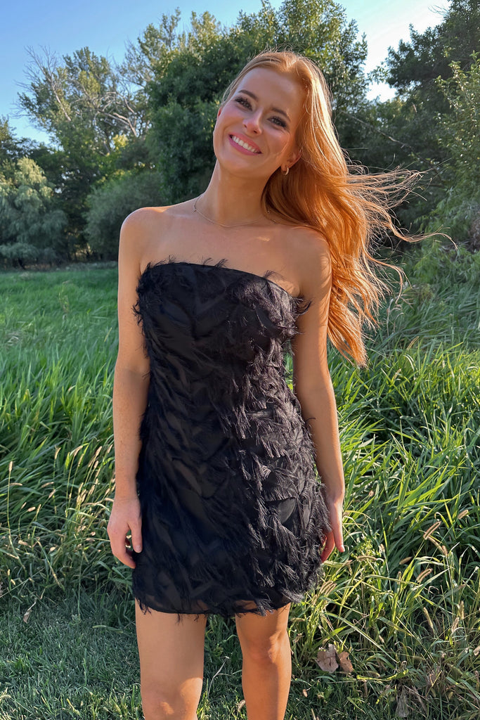 Little Black Fringe Mini Dress- FINAL SALE