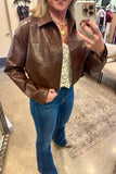 Telluride Leather Cropped Jacket Dark Chocolate