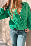 Shamrock Collared Blouse Green- FINAL SALE