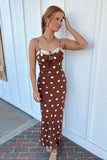 Polka Dots Maxi Dress - Sephia