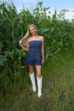 Stockyards Belted Denim Romper