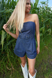Stockyards Belted Denim Romper