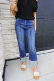 Morgan Cuffed Jeans Dark Denim