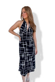 Abstract Halter Maxi Dress Black/Taupe- FINAL SALE