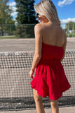 Darby Strapless Romper Red