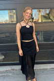Stone Low Waist Maxi Skirt - Black