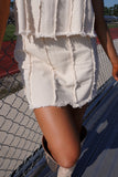 Spirit Denim Mini Skirt Oatmeal- FINAL SALE
