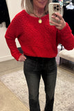 Red Boucle Sweater Tie sweater