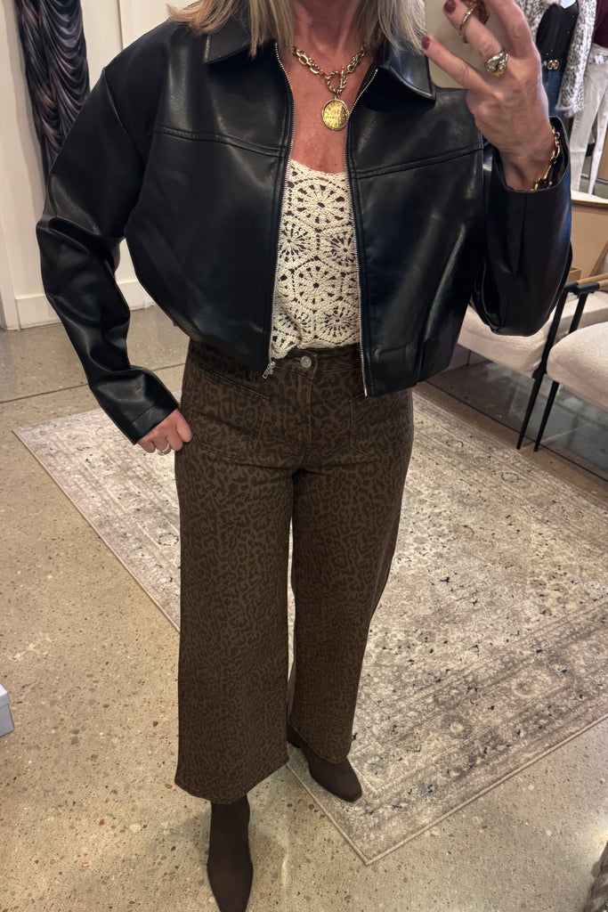 Telluride Leather Cropped Jacket Black