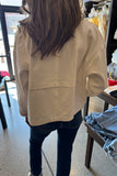 Gingham Trim Denim Jacket- White