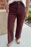 Risen Tummy Control HR Crop Jean- Choco Brown