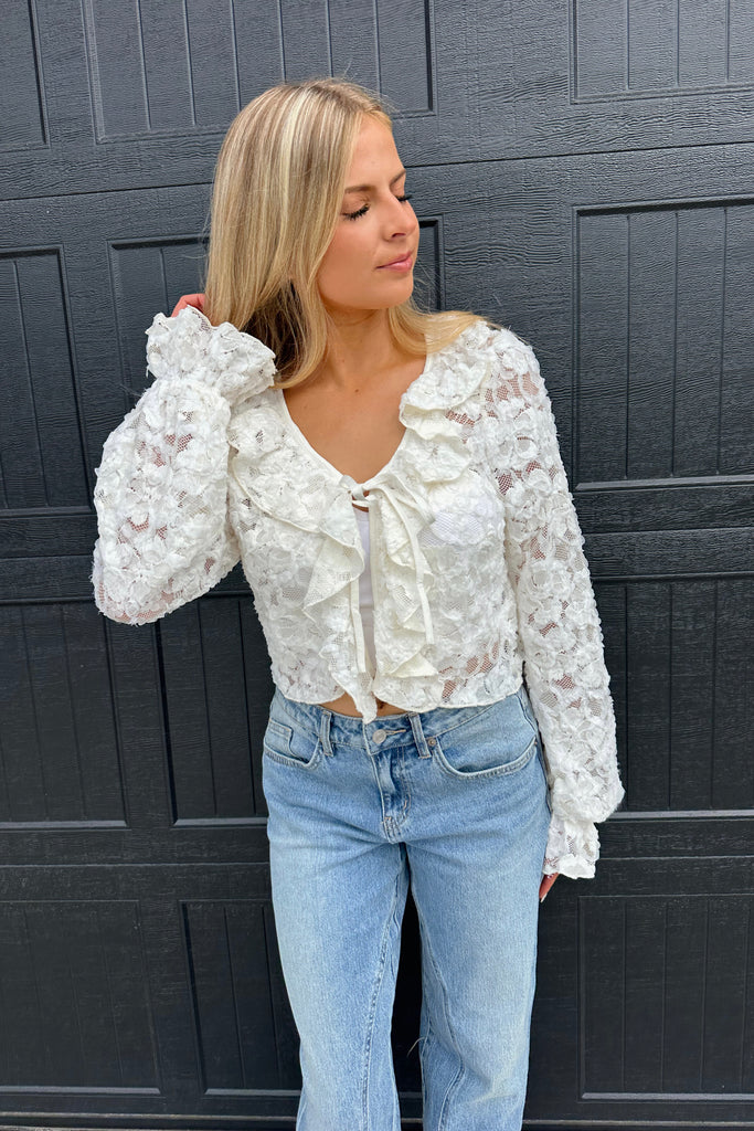 Mollie Lace Tie Top Cream