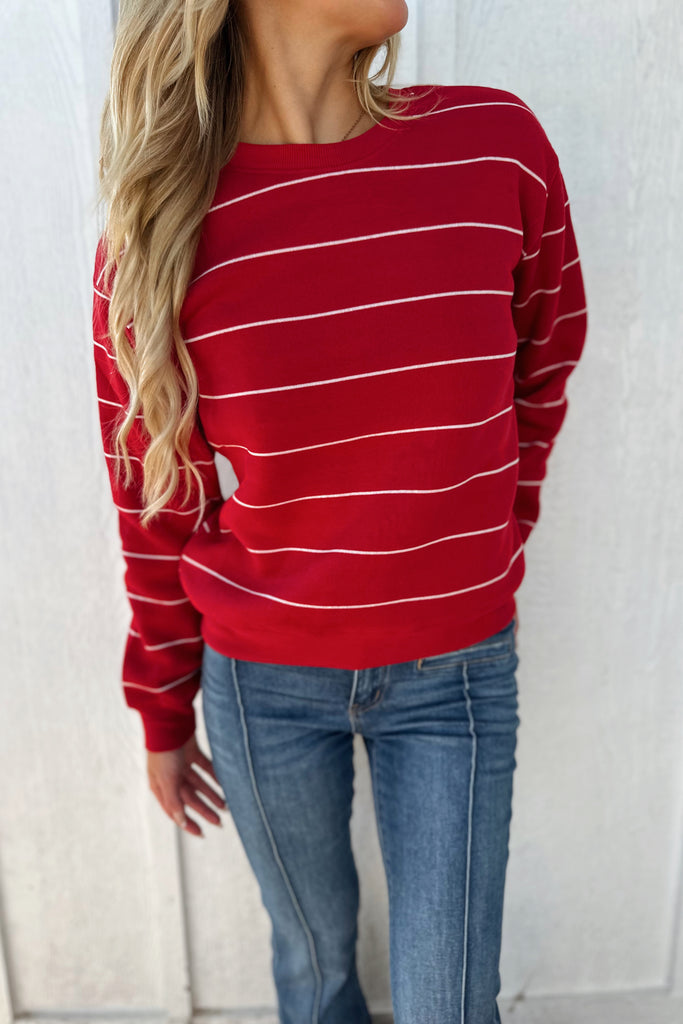 Red & Cream Stripe Crew