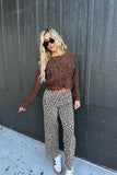 Animal Print Wide Leg Pants