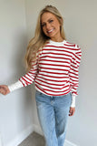 Casey Stripe Sweater Red