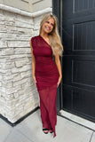 Clara Sheer Maxi Dress Wine