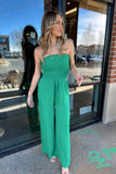 Phoebe Smocked Jumpsuit Green