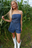 Stockyards Belted Denim Romper