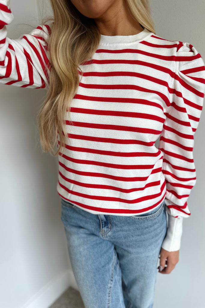 Casey Stripe Sweater Red