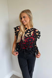 Alice Floral Overlay Top Black
