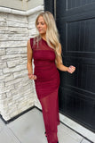 Clara Sheer Maxi Dress Wine