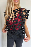 Alice Floral Overlay Top Black