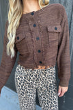 Cider Frayed Cardigan Brown