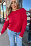 Mila Herringbone Sweater Red