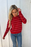 Red & Cream Stripe Crew