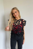Alice Floral Overlay Top Black