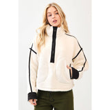 Half Zip Fleece Jacket- Ivory
