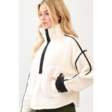 Half Zip Fleece Jacket- Ivory
